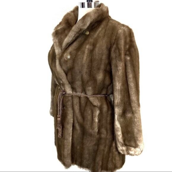 Faux Fur Coat Retro Secretary Chic Career Originals Vintage 70s Size 14 Plus